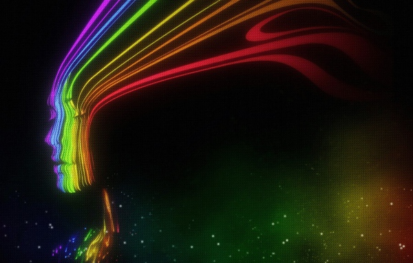 Abstract rainbow face