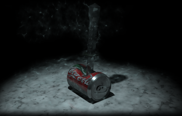 Банка Колы пробита ножем