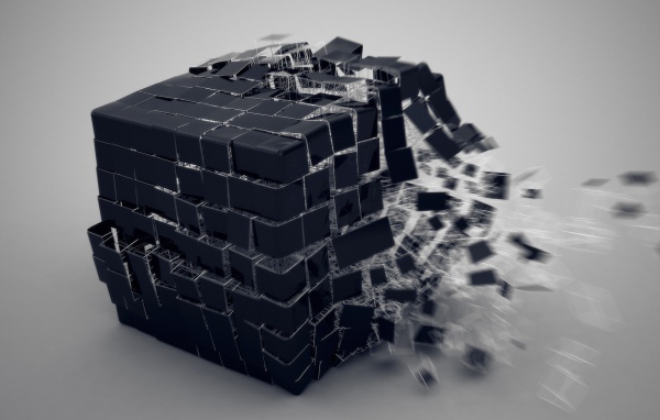 Черный куб распадается на части
