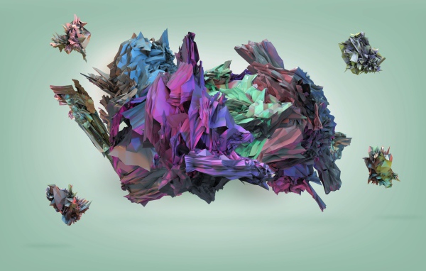 Кристаллы на голубом фоне