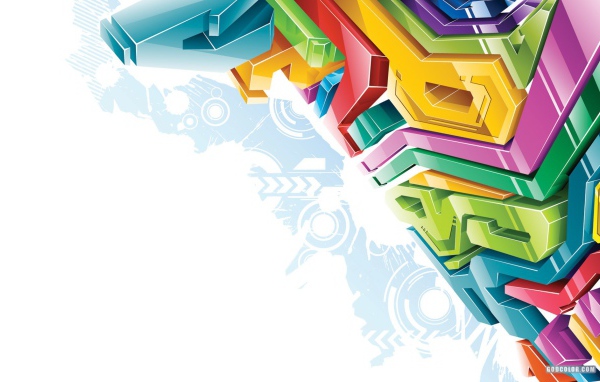 Разноцветные 3Д буквы на белом фоне