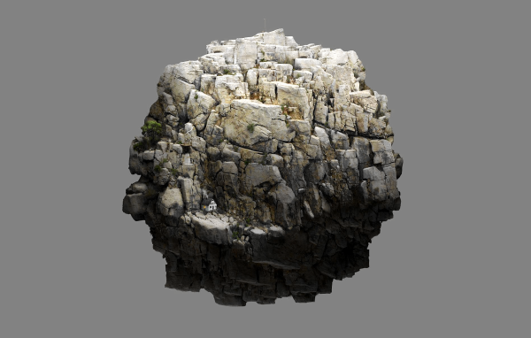 Круглый камень на сером фоне