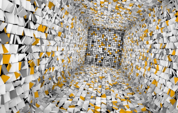 Колодец из белой и желтой плитки