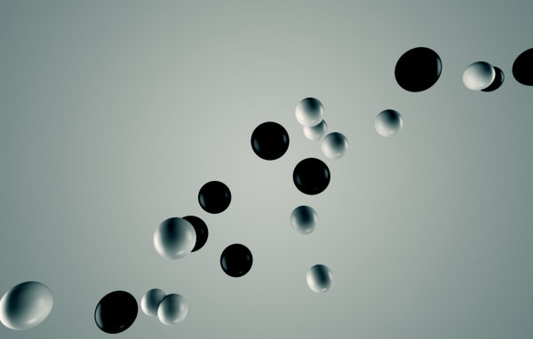 Белые и черные шары в воздухе 3Д