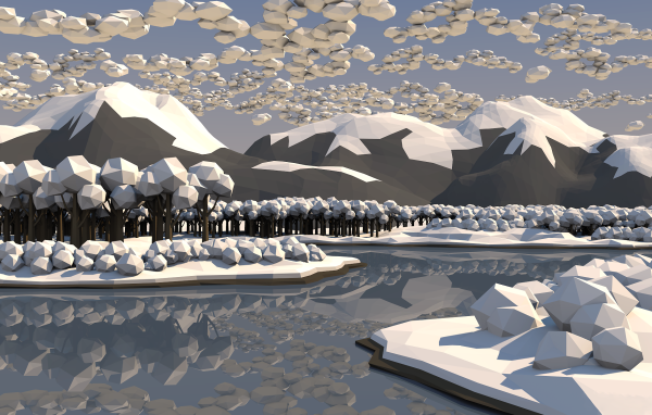 Зимний лес, 3Д графика