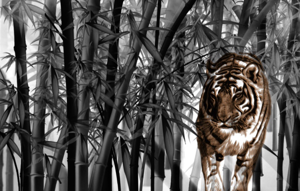 Тигр среди бамбука
