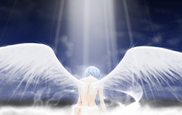 Ангел аниме в лучах света