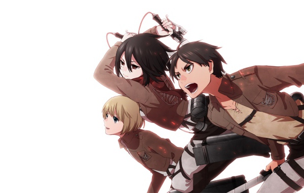 Герои аниме Атака Титанов идут в атаку