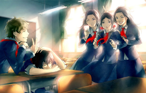 Персонажи аниме в школьной форме