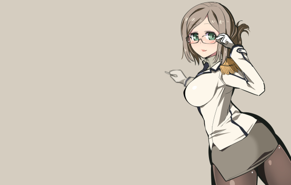 Аниме девушка Кантай, серый фон