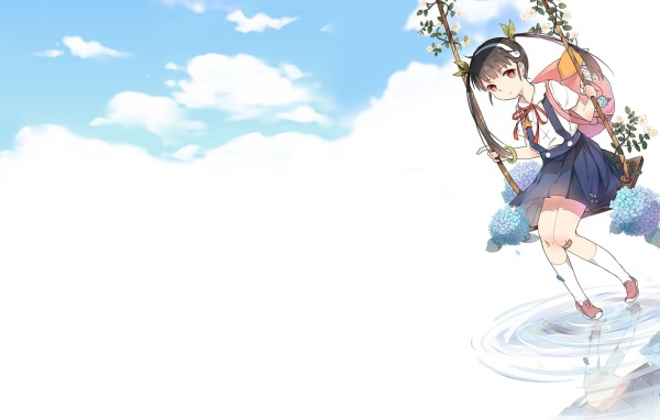 Аниме девушка катается на качелях