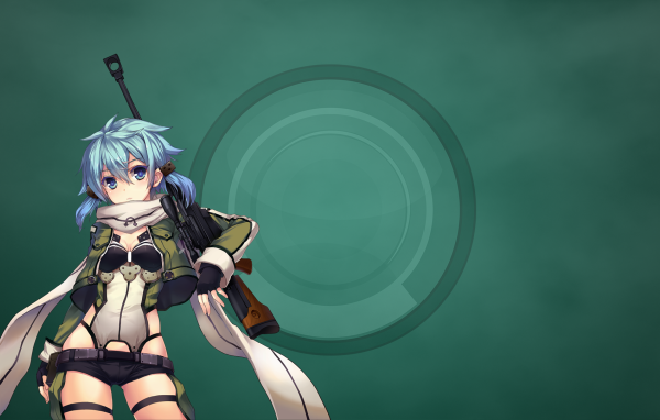 Девушка воин аниме на зеленом фоне