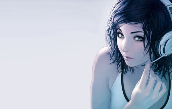 Девушка в наушниках аниме