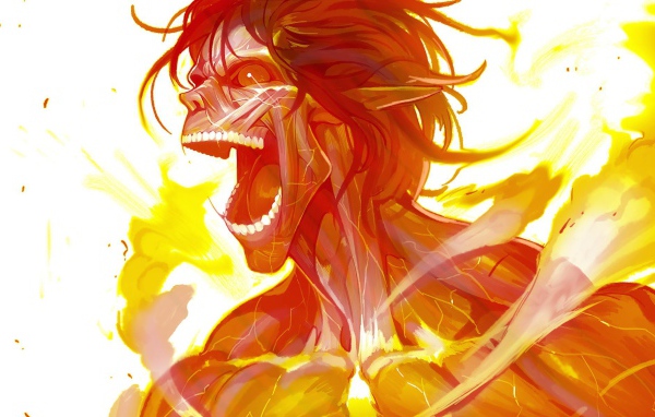 Огненный персонаж аниме Shingeki no Kyojin