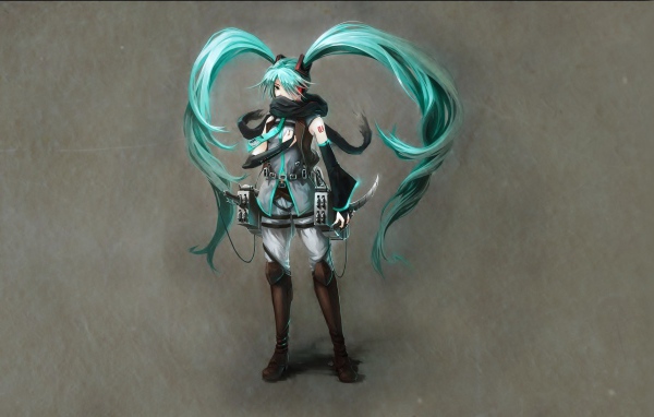 Зеленоволосая девушка из аниме Атака Титанов