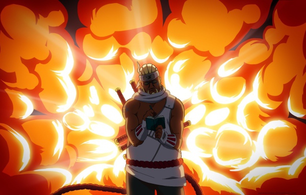 Герой Naruto Shippuuden на фоне взрыва