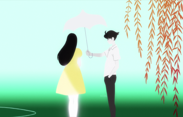 Парень и девушка в аниме The Tatami Galaxy