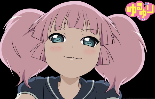 Довольная девушка из аниме Юру юри