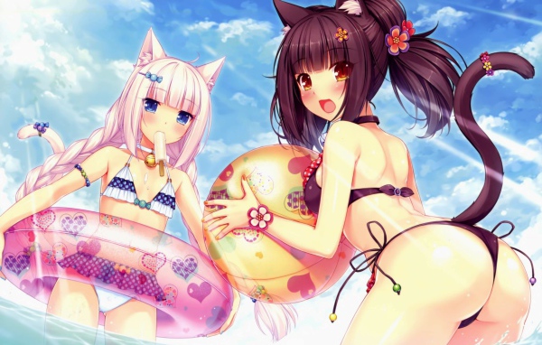 Отдых на пляже, аниме Neko Para