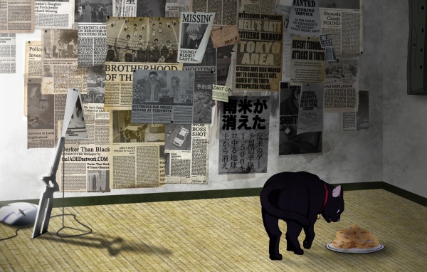 Кот в аниме Темнее черного