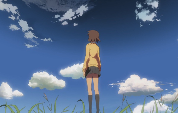 Девушка смотрит на небо в аниме  Пять сантиметров в секунду