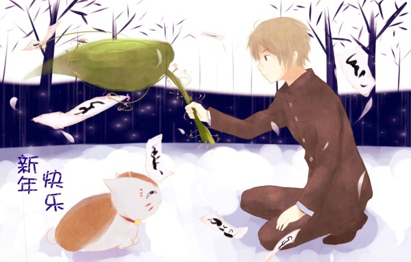 Парень играет с котом