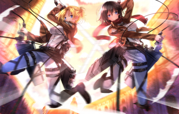 Две девушки из аниме Атака Титанов