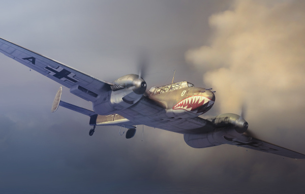 Немецкий мессершмит в небе