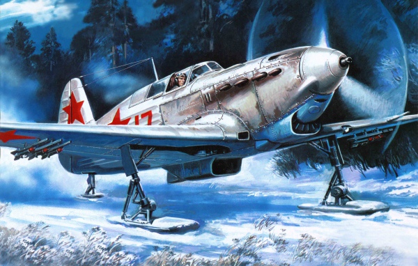 Самолет як-7 на лыжах