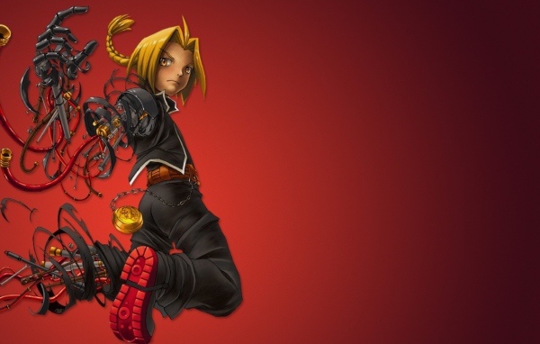 Аниме Стальной алхимик, красный фон