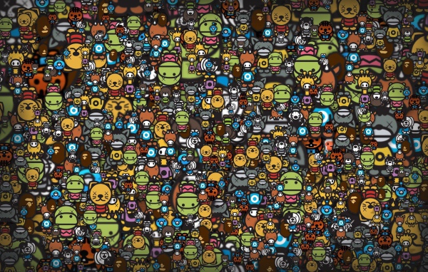 Фон из лиц героев аниме