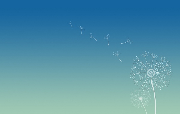 Семена одуванчика, фон Убунту