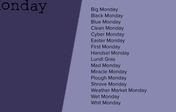 Описание понедельника на английском языке