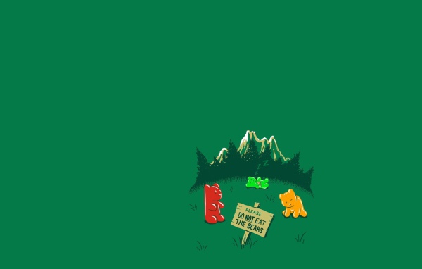Не ешьте медведей, зеленый фон