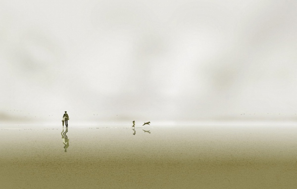 Семья с собакой на белом фоне