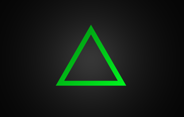 Зеленый треугольник на сером фоне