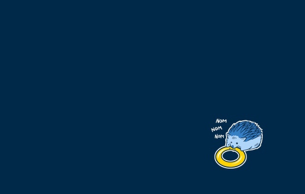 Ёжик ест бублик, голубой фон