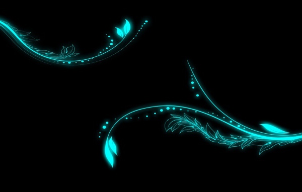 Неоновые цветы на черном фоне