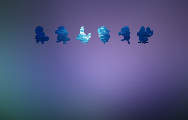 Покемоны, голубой фон