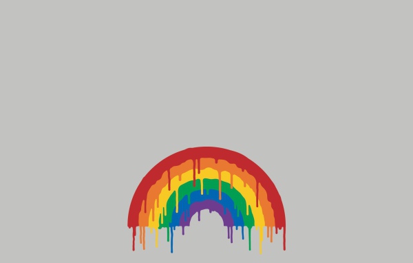 Радуга поплыла, серый фон
