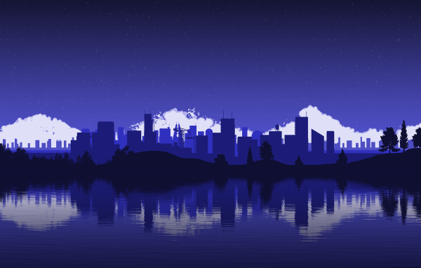 Силуэты городских зданий и небоскребов