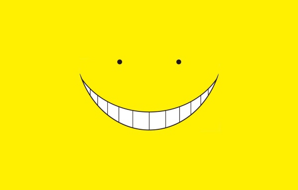 Улыбка смайлика, желтый фон