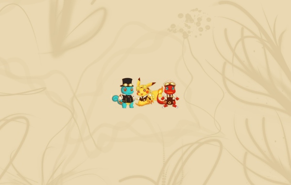 Трио покемонов, бежевый фон