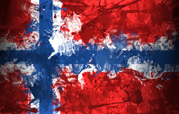 Флаг Норвегии нарисованный красками