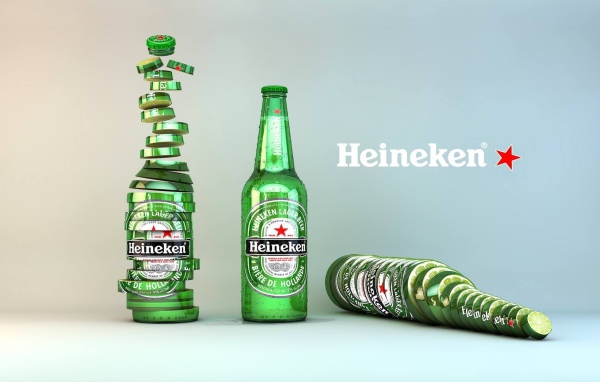 Нарезанная бутылка пива Heineken