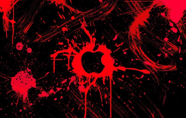 Символ на красном трафарете Apple Inc.