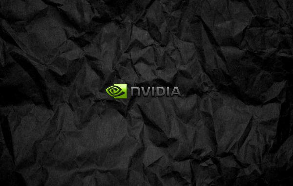 Символика Nvidia на мятой черной бумаге