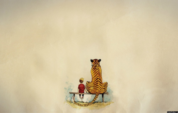 Мальчик и тигр из комикса Кельвин и Хоббс