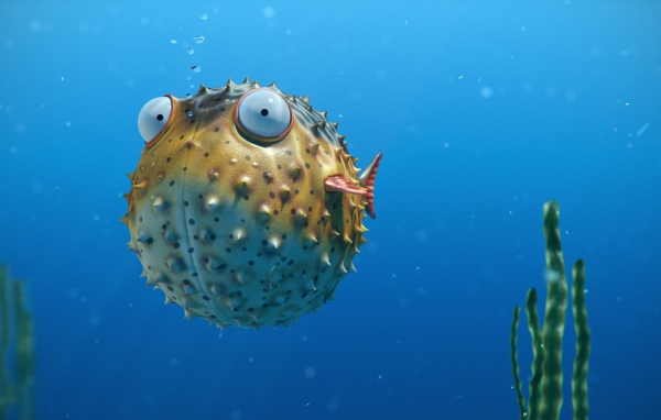 Рисованный мультфильм Corky the Blowfish