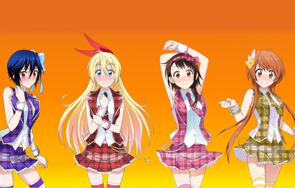 Девочки аниме в клетчатых нарядах